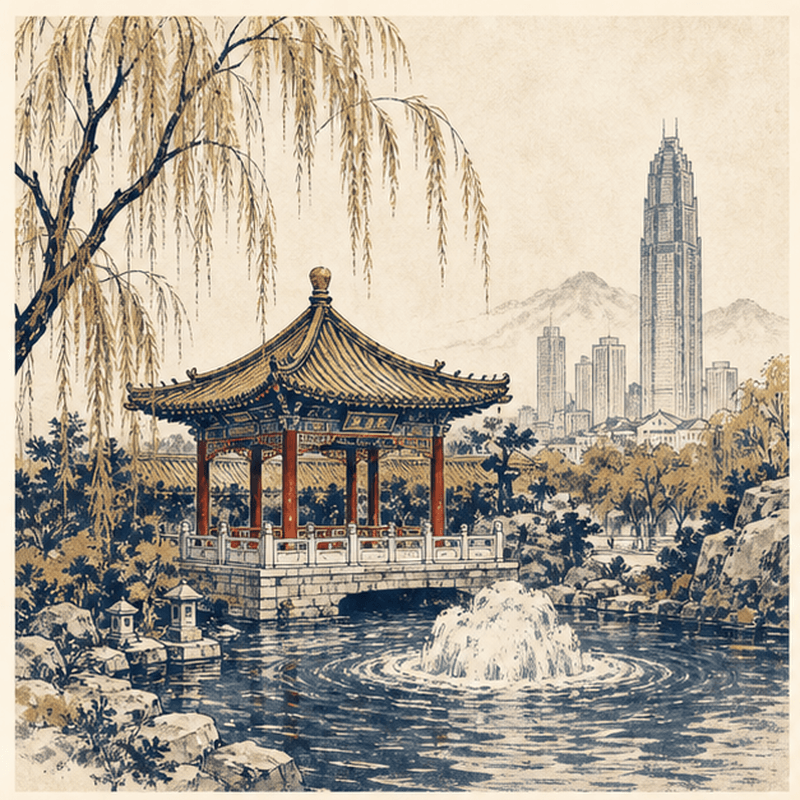 济南市地标插画