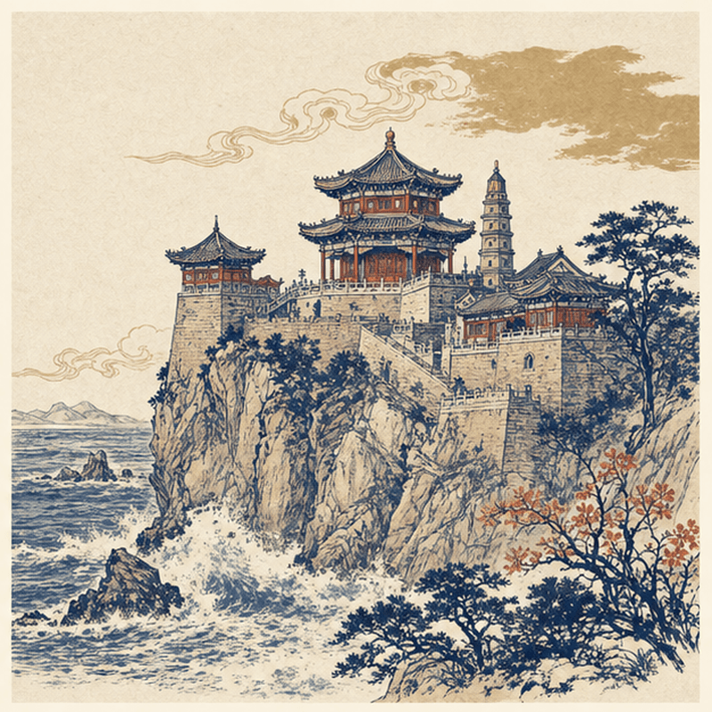 烟台市地标插画