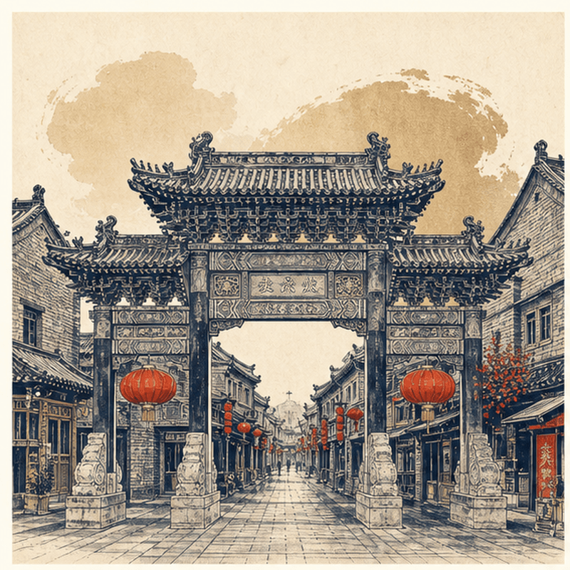 淄博市地标插画